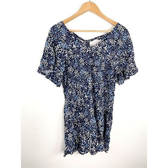 Melrose and Market Blue Floral Tie Back Mini Sundress - Picture 1 of 5